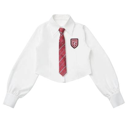 バイカージャケット+ネクタイ付きシャツ+スカート+ベルト