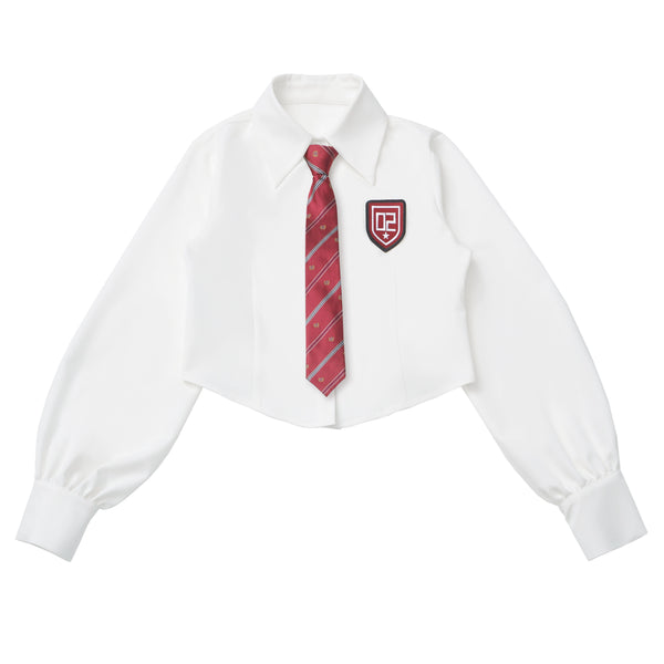 バイカージャケット+ネクタイ付きシャツ+スカート+ベルト