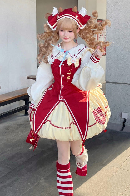 Fairy Tale Little Sheep Apple Balloon Clown Dress Suit + Accessories