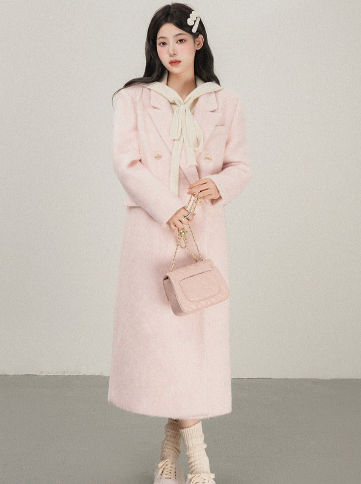 Sweet girly long wool coat