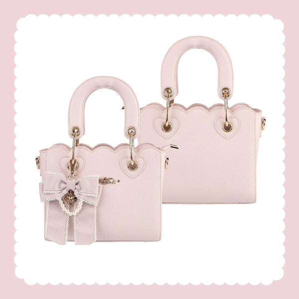 [Pre-order Deadline: October 18] Petal Edge Pearl Chain Bow Square Handbag Crossbody Bag
