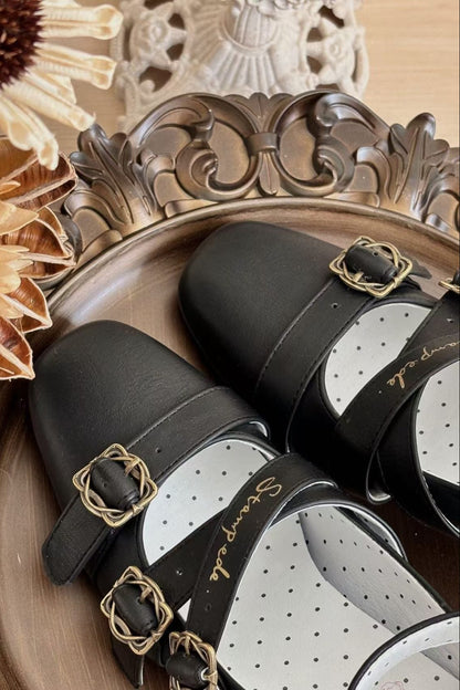 レトロロリータスクエアヒールシューズ