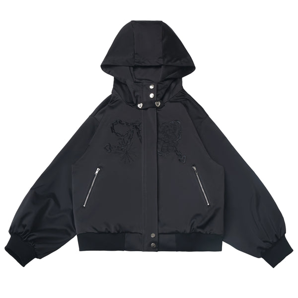 One-shoulder top + pants + hooded par jacket + skirt