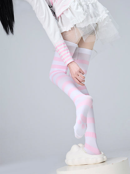 Cat Striped Over-Knee Socks