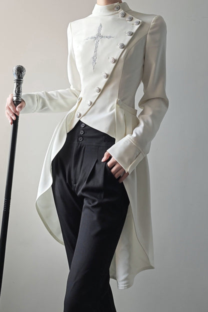 【9月28日予約締切】Prince-Style Gothic Cross Embroidered Coat Jacket With Train