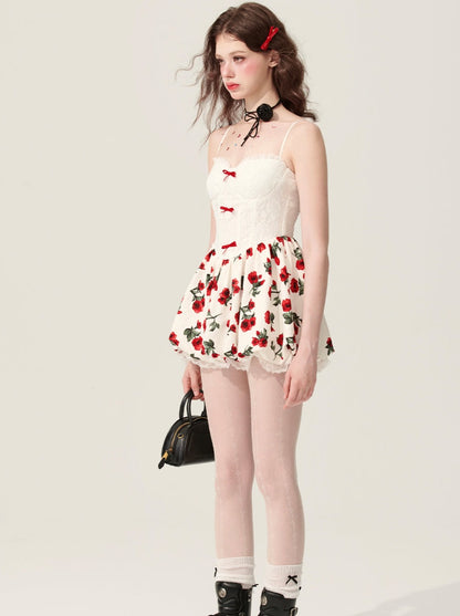 [5월 31일 20시 판매] 소예 눈 진주 정맥 흰색 꽃무늬 원피스 여성 여름 푹신한 스커트