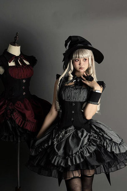 [Vorbestellschluss 8. Mai] Schmales ärmelloses Halloween-Gothic-Kleid im Zaubertrank-Stil
