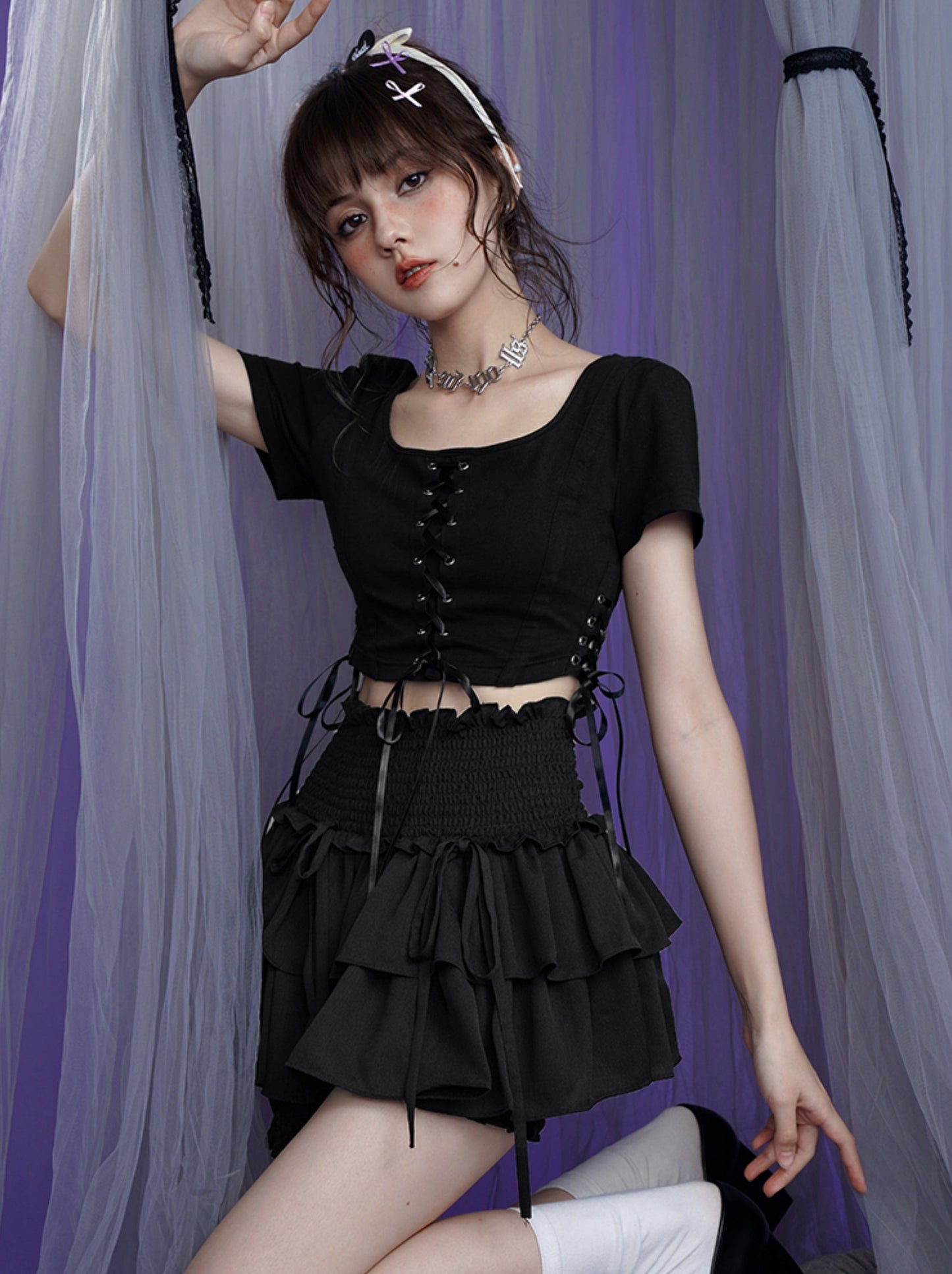 Dark Cool Tiered Skirt IN Pants