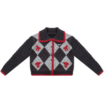 プレッピーキルティッドニットカーディガン