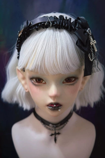 リボンレザーレースヘッドバンド