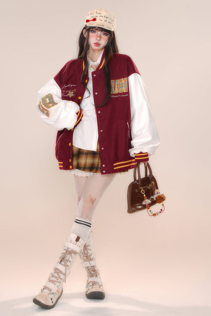 Over -size baseball club jacket