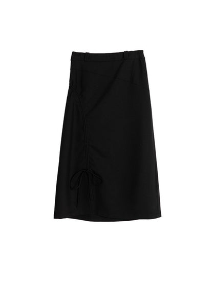Retro High West Slit Middle Skirt