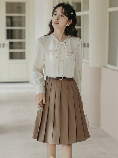 French Retro Chic Ruffle Chiffon Shirt