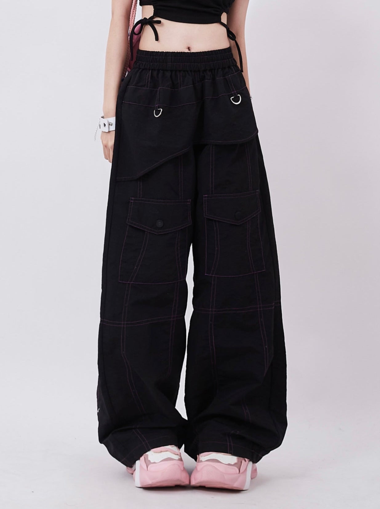 Big pocket design sense all-match straight pants