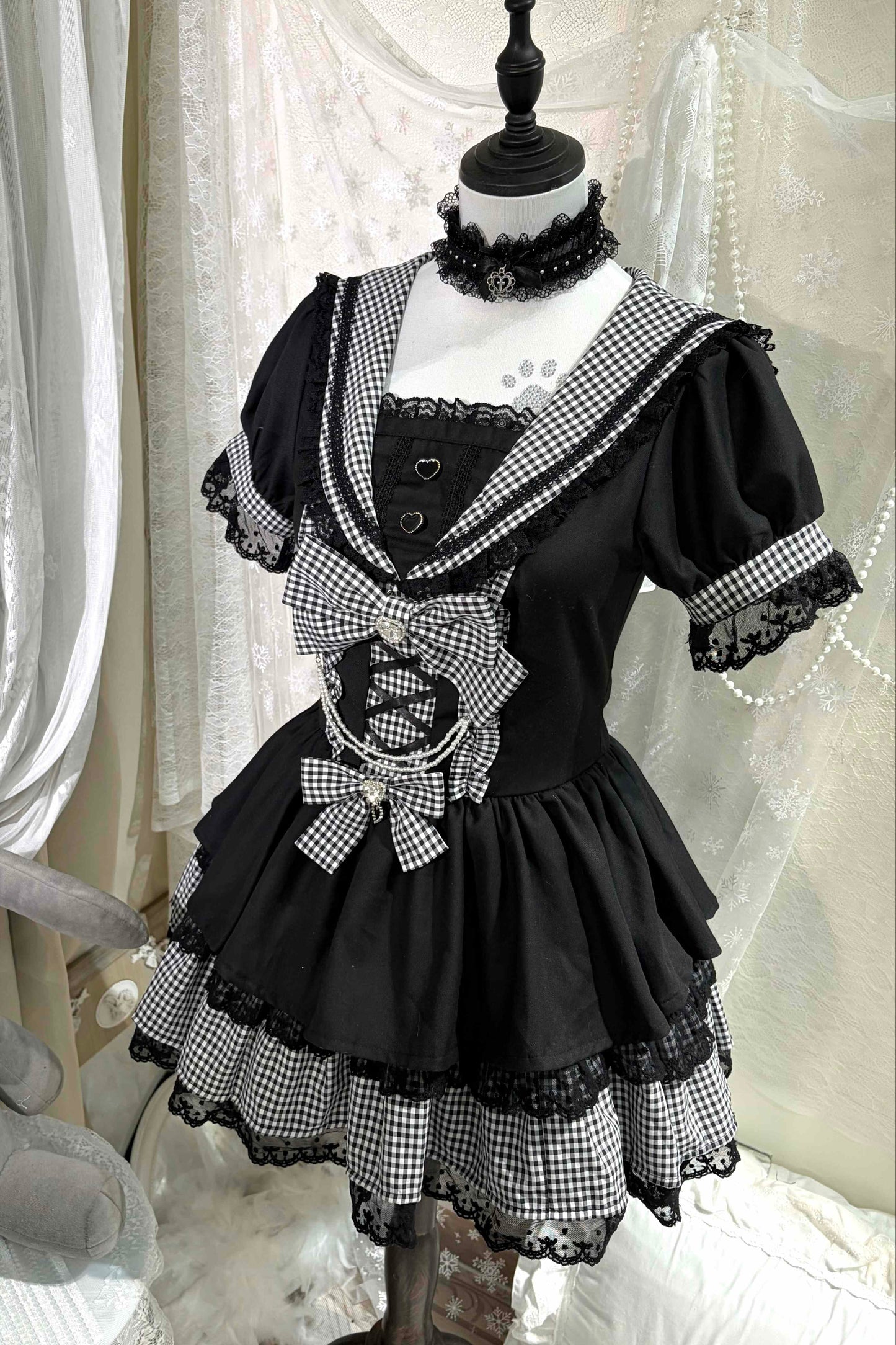 Gingham Plaid Sailor Little Devil Dress