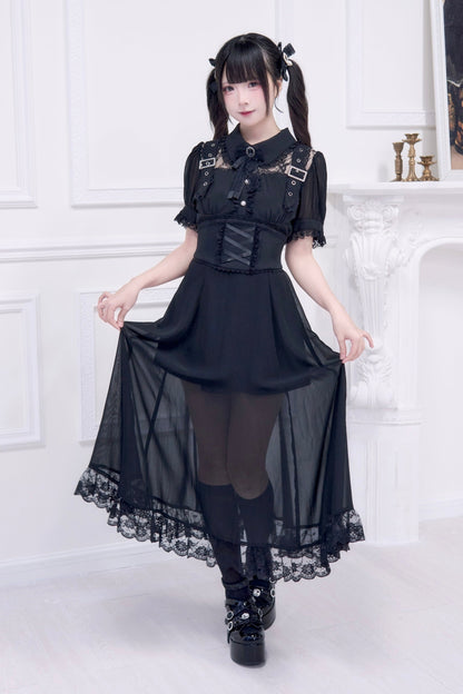 Subculture sheer top + long skirt