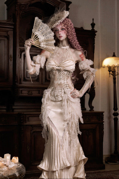 フレンチロココサテンロングマーメイドスカート