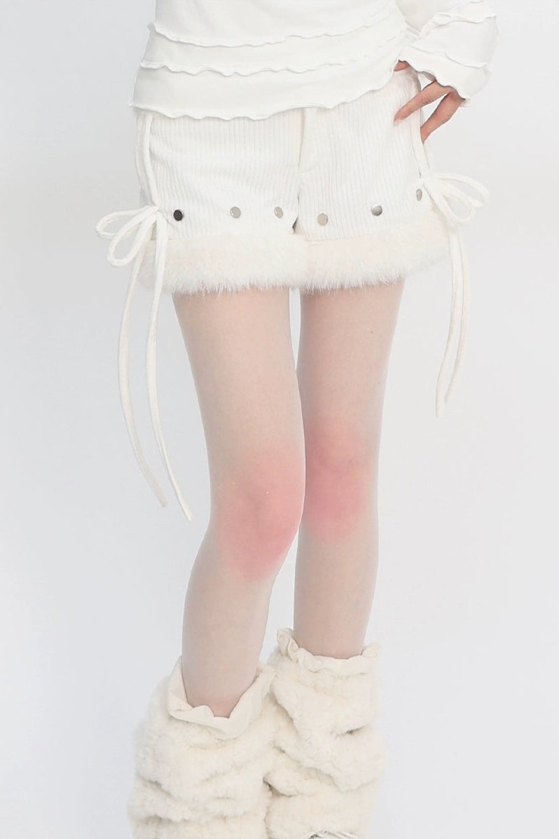 コーデュロイプラッシュファーショートパンツ