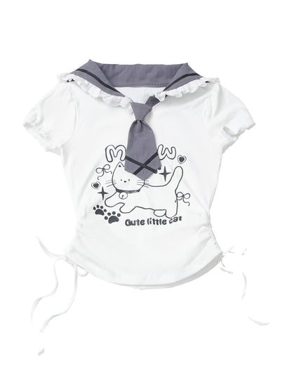 セーラーカラートップス＋バルーンスカート