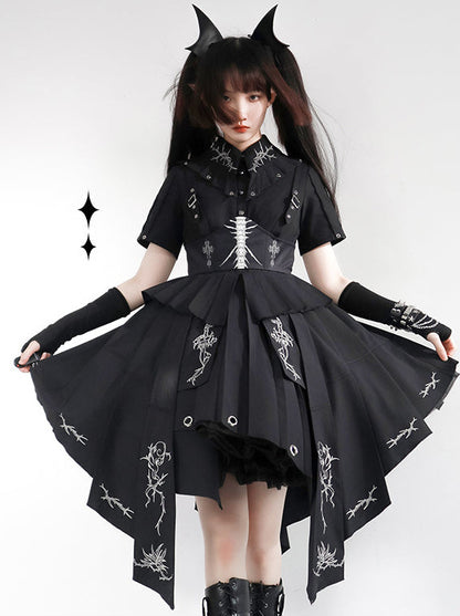 Misty Thorns Elegant Dark Lolita Black Dress