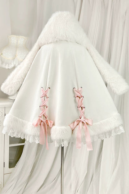 ラビットレースアップケープコート