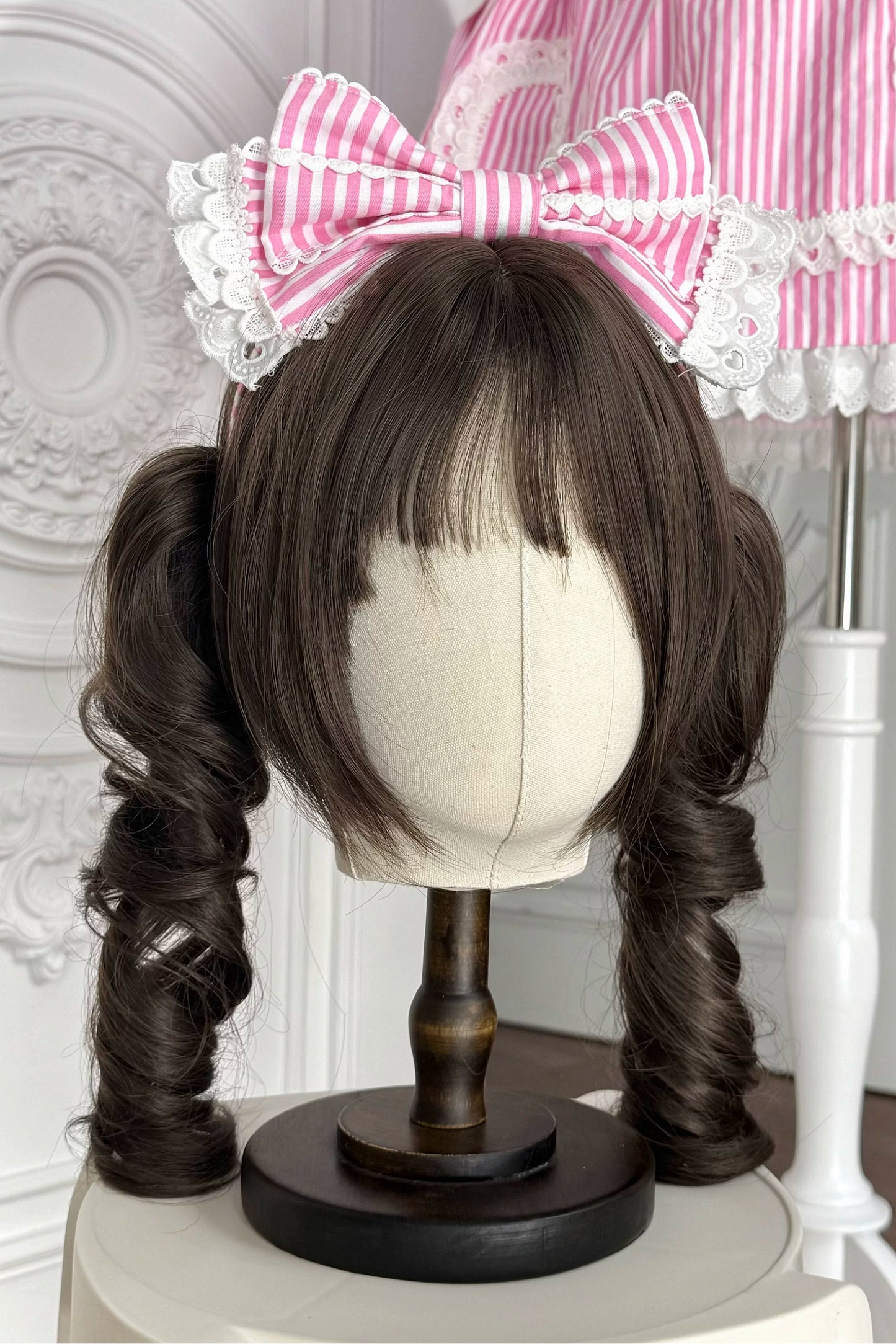 [Vorbestellung] Retro-Puppenartiges Lolita-Kleid + Haarband + Clip + Haube + Hut