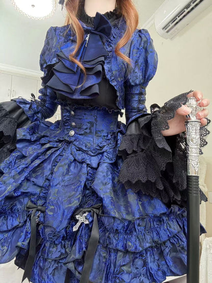 【12月6日予約締切】クロスノクターンゴシックダーク・ストライプレイヤードトップ＋クロスローズ・ストライププルアップスカート