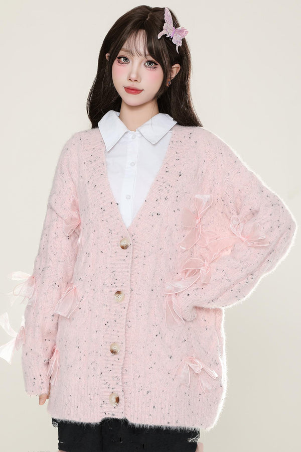 モヘアボウディテールVネックカーディガン