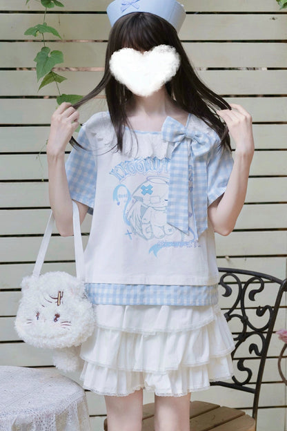 Gingham Check Ribbon Top + Cake Skirt