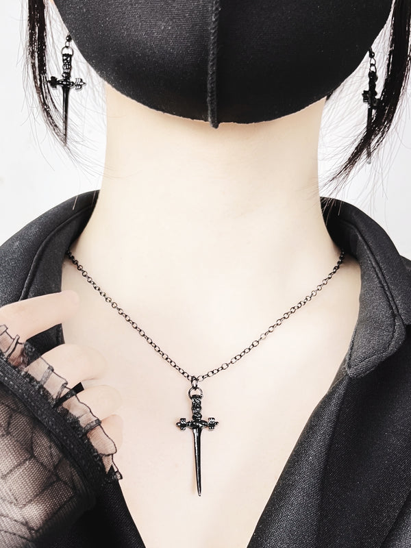 Punk Mode Cross Chain Necklace・Pierce