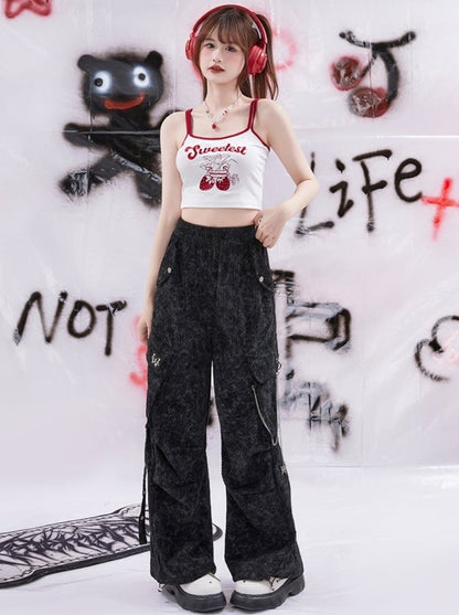 Tie-dye Corduroy Loose Wide Leg Pants