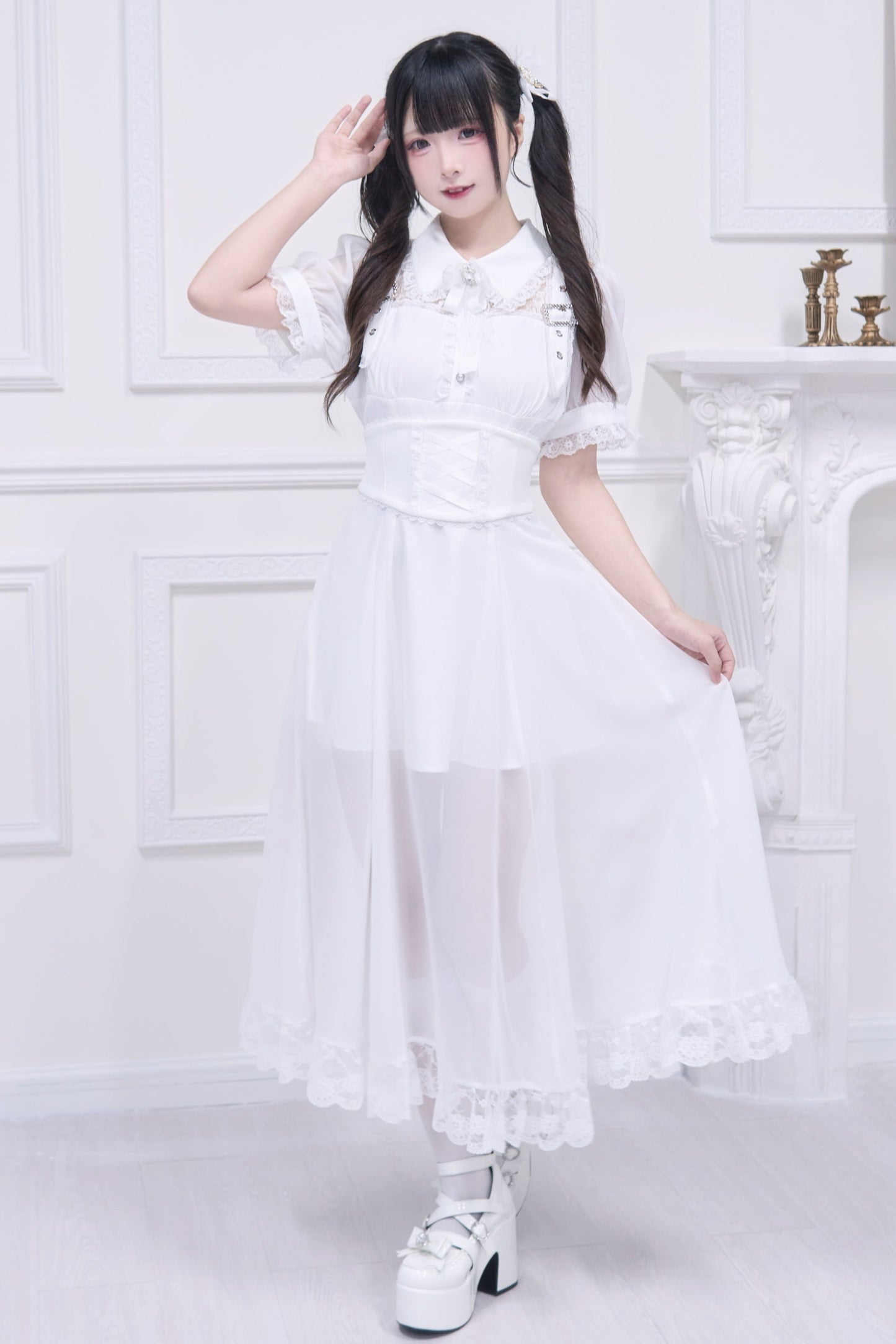 Subculture sheer top + long skirt