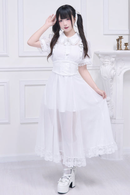 Subculture sheer top + long skirt