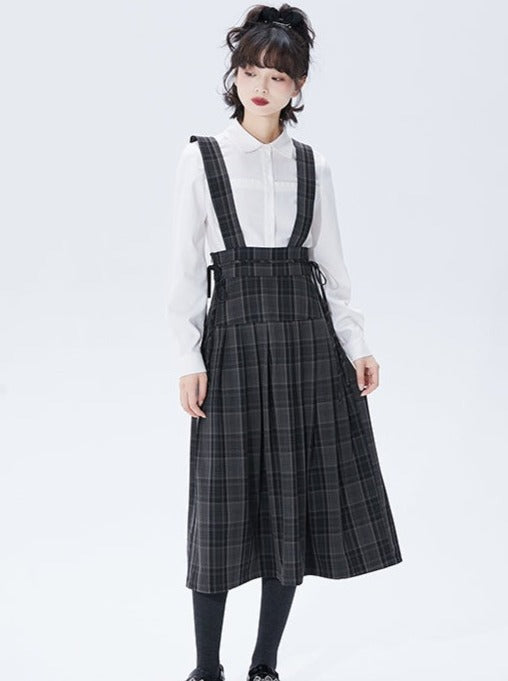 Charlotte Tailor Gray Check Suspender 2wey Skirt