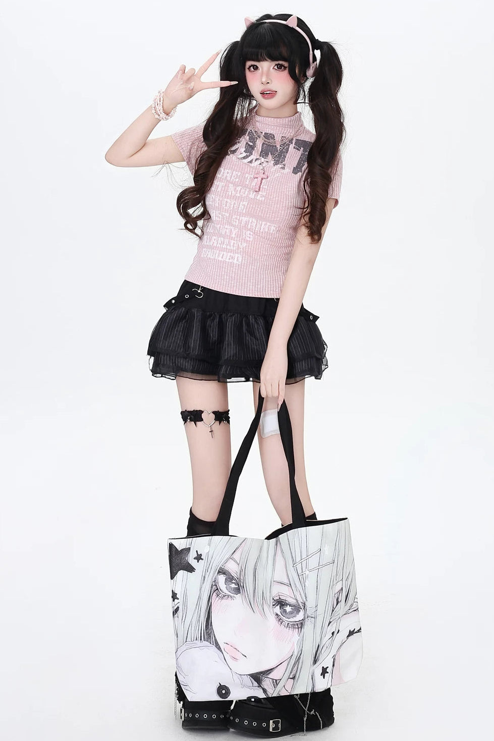 レターデザインスリムトップス