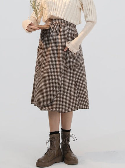 キャラメルチェックウールジャケット＋キャラメルチェックミデイアムスカート