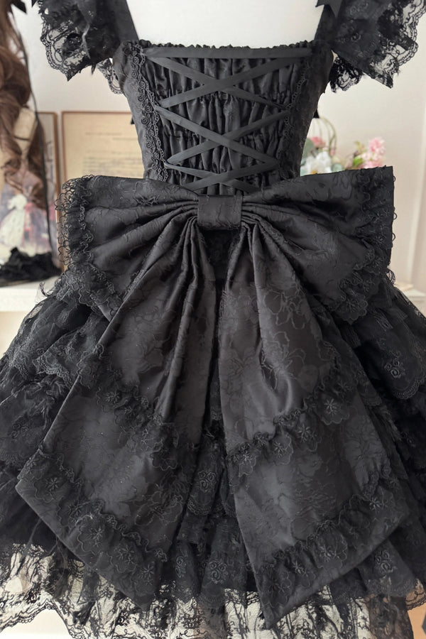 Sugar Chic Floral Lolita Dress + Necklace + Ribbon