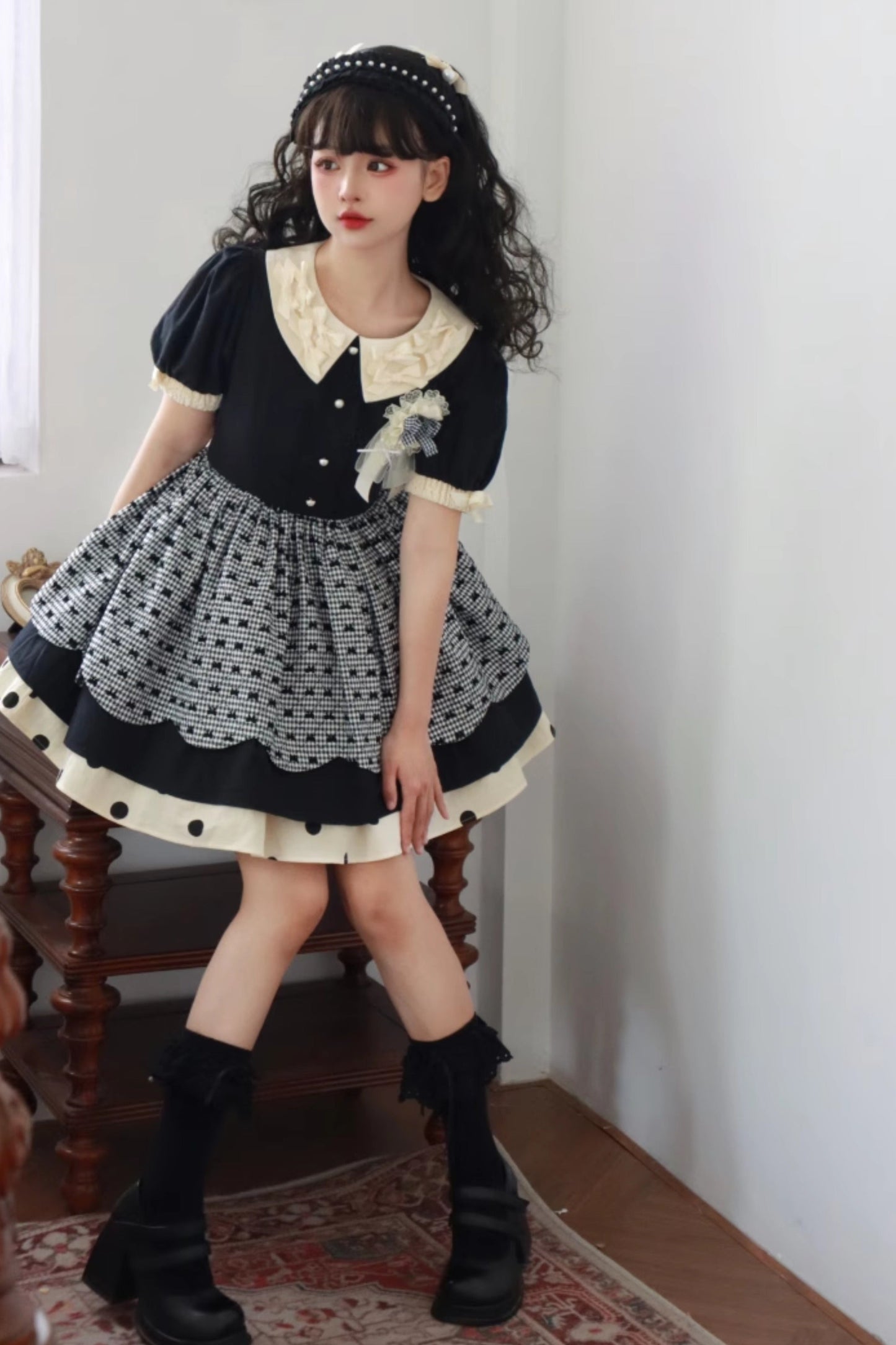 Peach Soda Dot Doll Lolita Dress