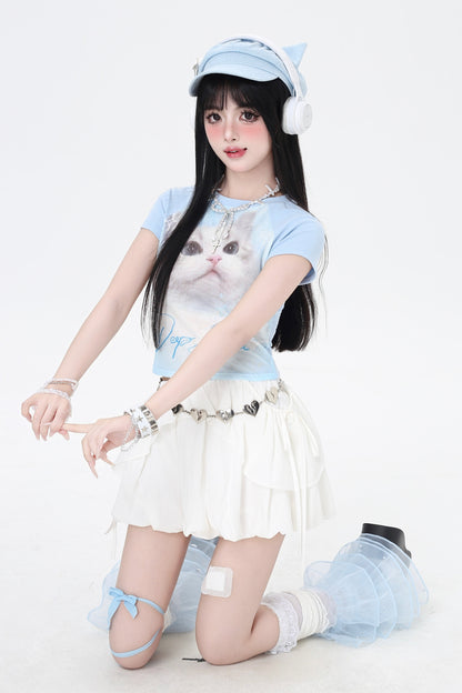 3-Style One-Shoulder Drawstring Top & Skirt