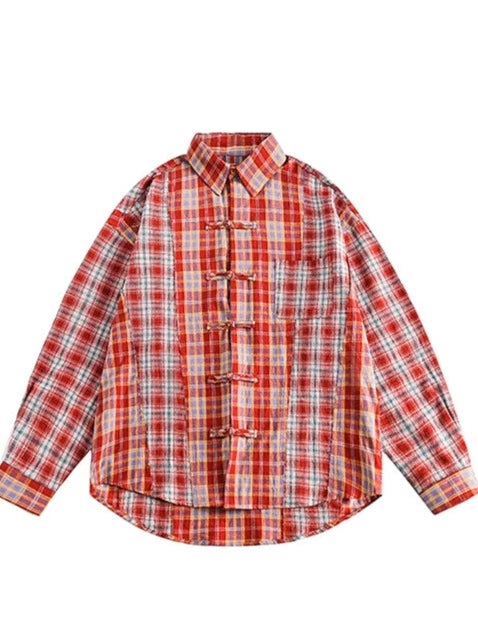 American retro over check shirt