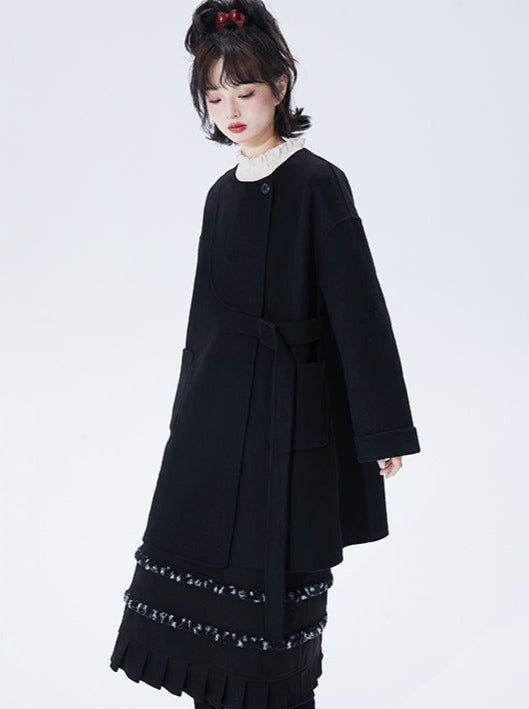 Mid-length loose high-end retro wool coat