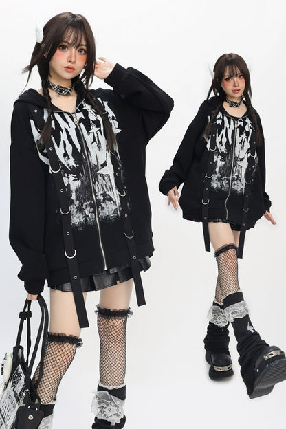 Dark Design Loose Hooded Hoodie