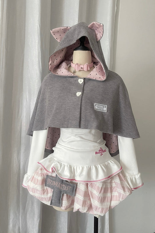 Pink Cat Ear Poncho Coat