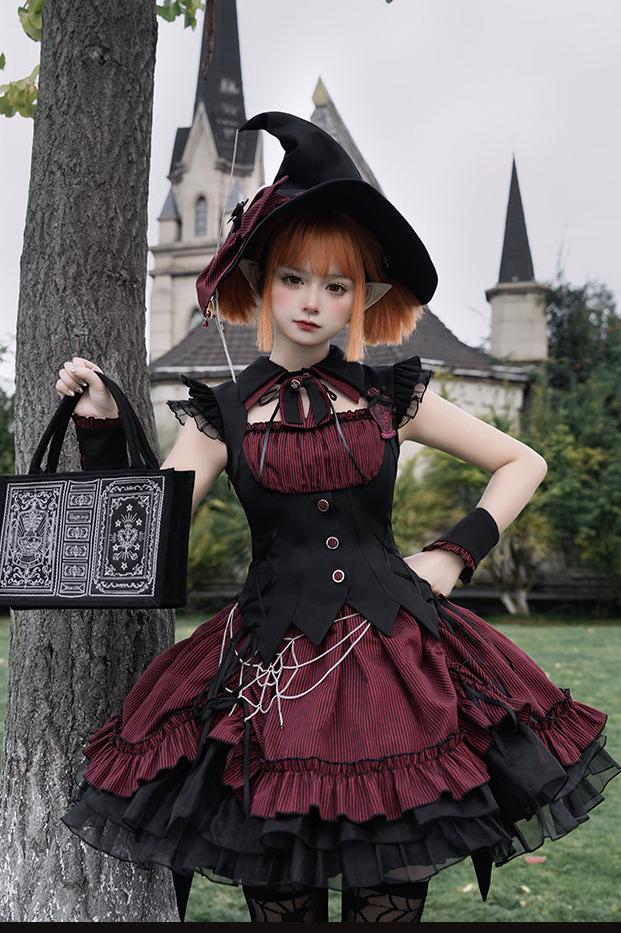 [Vorbestellschluss 8. Mai] Schmales ärmelloses Halloween-Gothic-Kleid im Zaubertrank-Stil