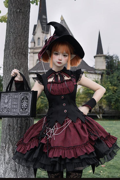 [Vorbestellschluss 8. Mai] Schmales ärmelloses Halloween-Gothic-Kleid im Zaubertrank-Stil