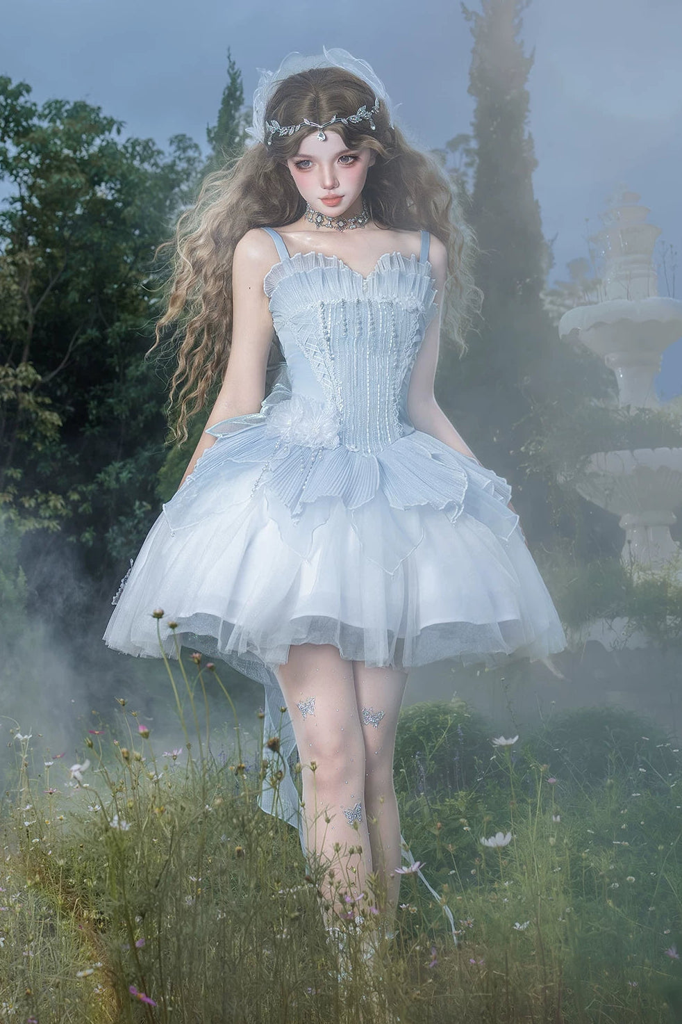 【8月13日予約締切】アイスブルーミスティエルフファンタジーロリータウィングチュールドレス