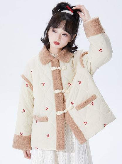 Cherry Retro Boa Cotton Jacket