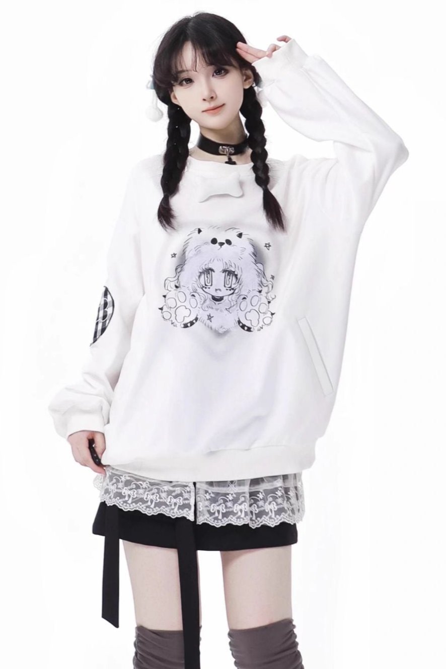 Bourne Riddle Embroydary White Sweat Shirt