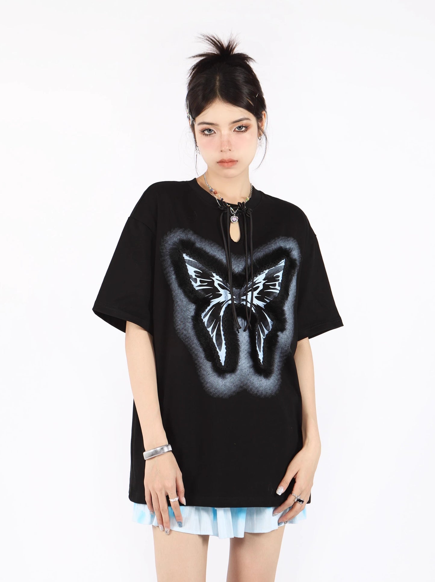 American Retro Cool Butterfly Over Size T -shirt