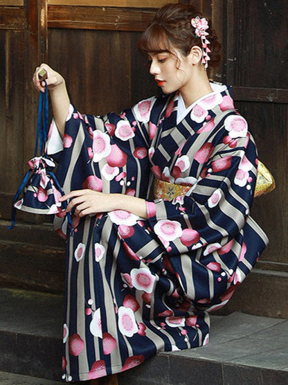 Taisho Romantic Cherry Blossom Feminine Yukata 5 Piece Set